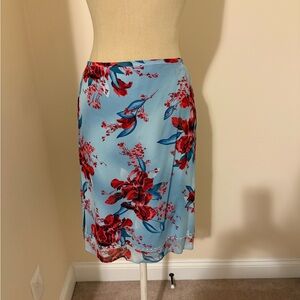 J. Crew Floral Skirt in Blue and Red